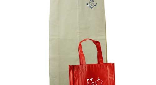 set bolsas + plastificada roja portatrage beije con impresiones