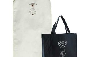 set bolsas tela + tst lazo mediana verde y portatrajes beige