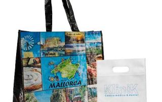 set bolsa de tela + rafia y Asa troquelada